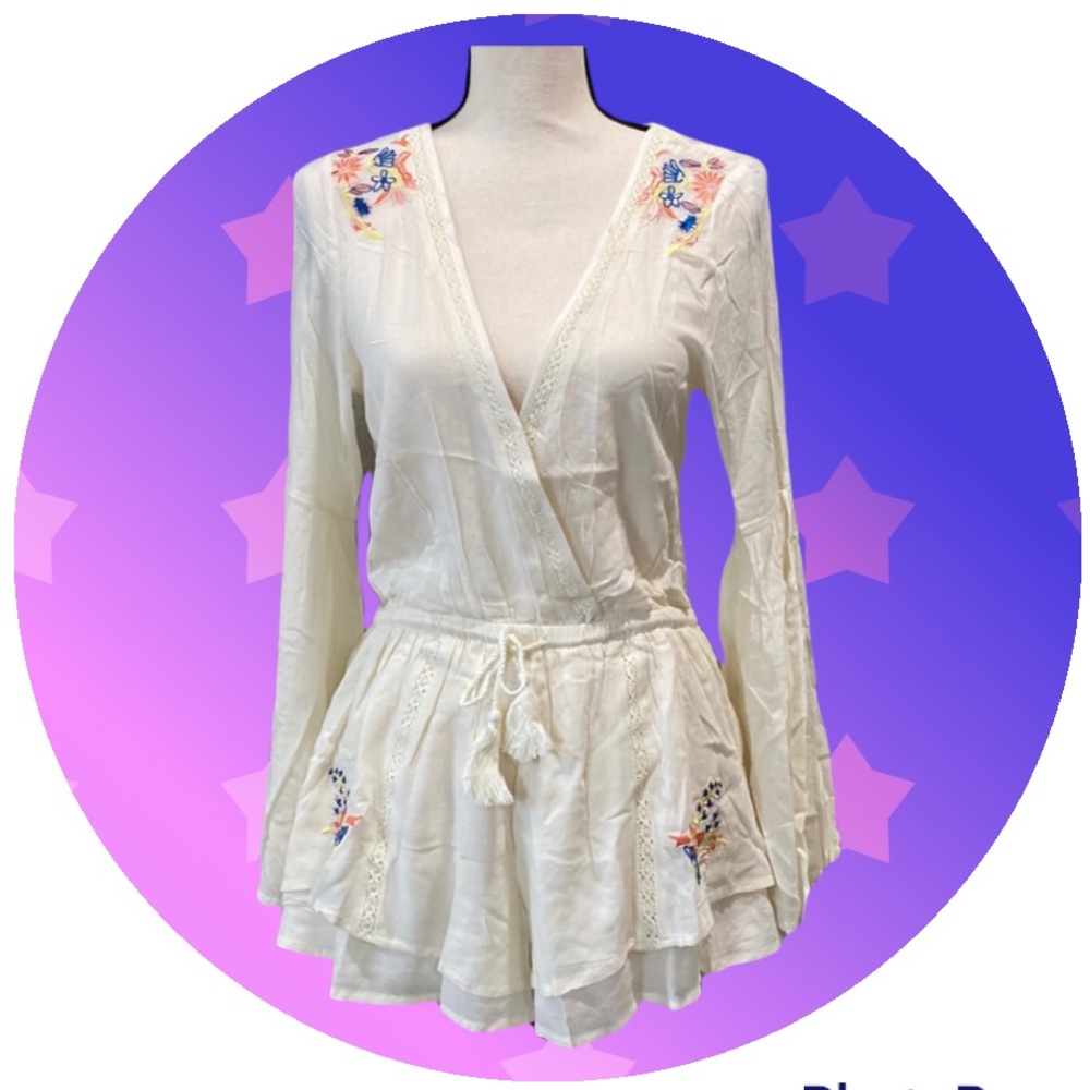 BOHO Romper w/embroidery & crochet details